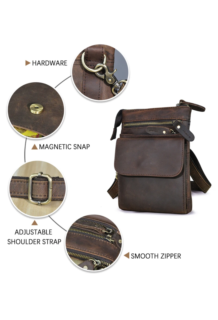Ανδρική δερμάτινη τσάντα ώμου χιαστή Leather HML008