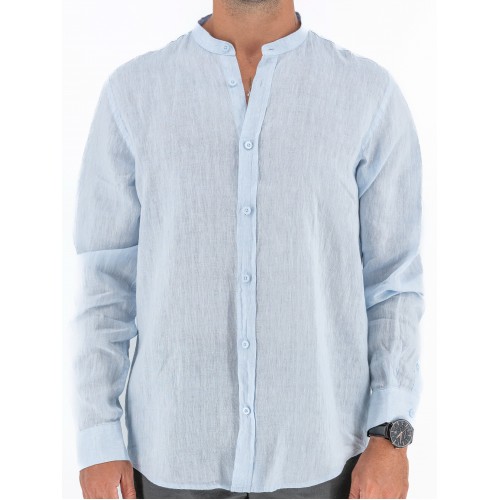 Men's Collarless Linen Shirt MLSL02