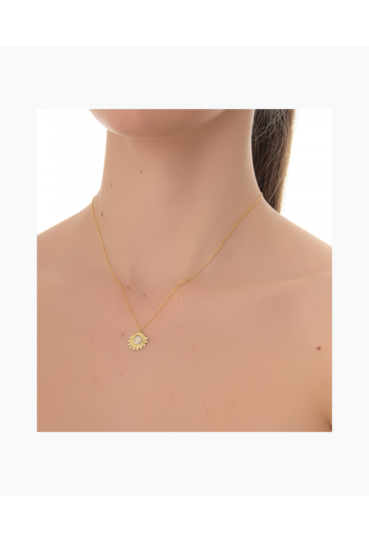 Women's Gold Plated Sun Necklace GNS839