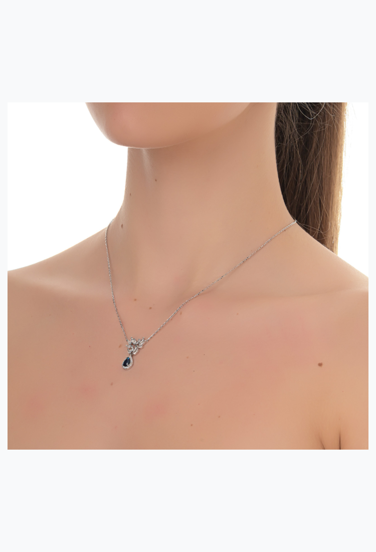 Women's Silver Sapphire Necklace SNS140 Women's Silver Sapphire Necklace SNS140