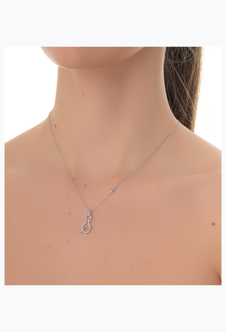 Women's Silver Dog Necklace SND466