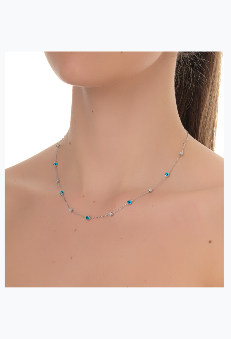 Women's Silver Eye Necklace SNE351
