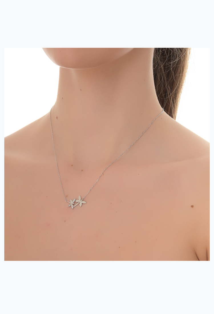Women's Silver Dragonfly Necklace SNB978