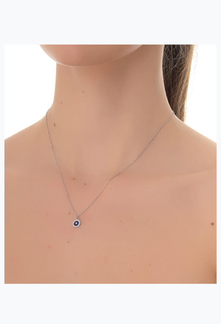 Women's Silver Eye Necklace SNE654