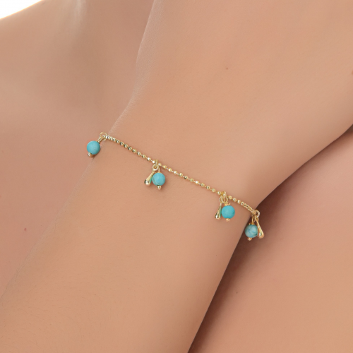 Women's Gold Plated Turquoise Stone Bracelet SBT493