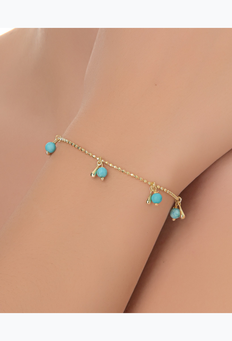 Women's Gold Plated Turquoise Stone Bracelet SBT493