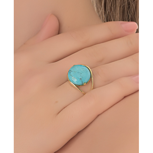 Women's Gold Plated Turquoise Stone Ring WSR260