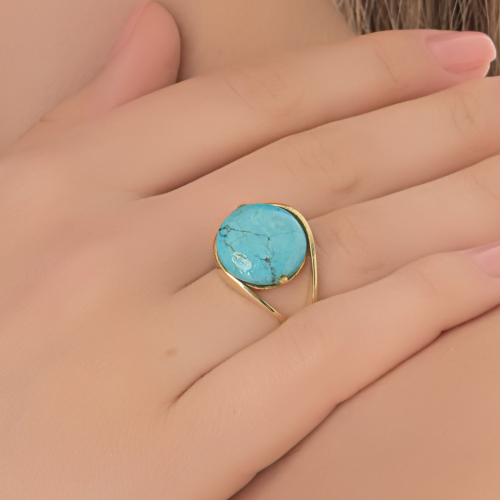 Women's Gold Plated Turquoise Stone Ring WSR260