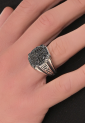 Men's Silver Ring Black Meander MSR844