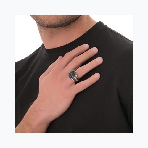 Ανδρικό Ασημένιο Δαχτυλίδι Μαύρος Μαίανδρος MSR844