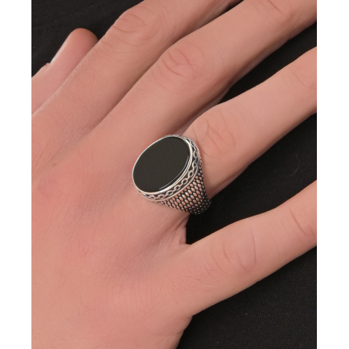 Men's Silver Onyx Ring MSR159