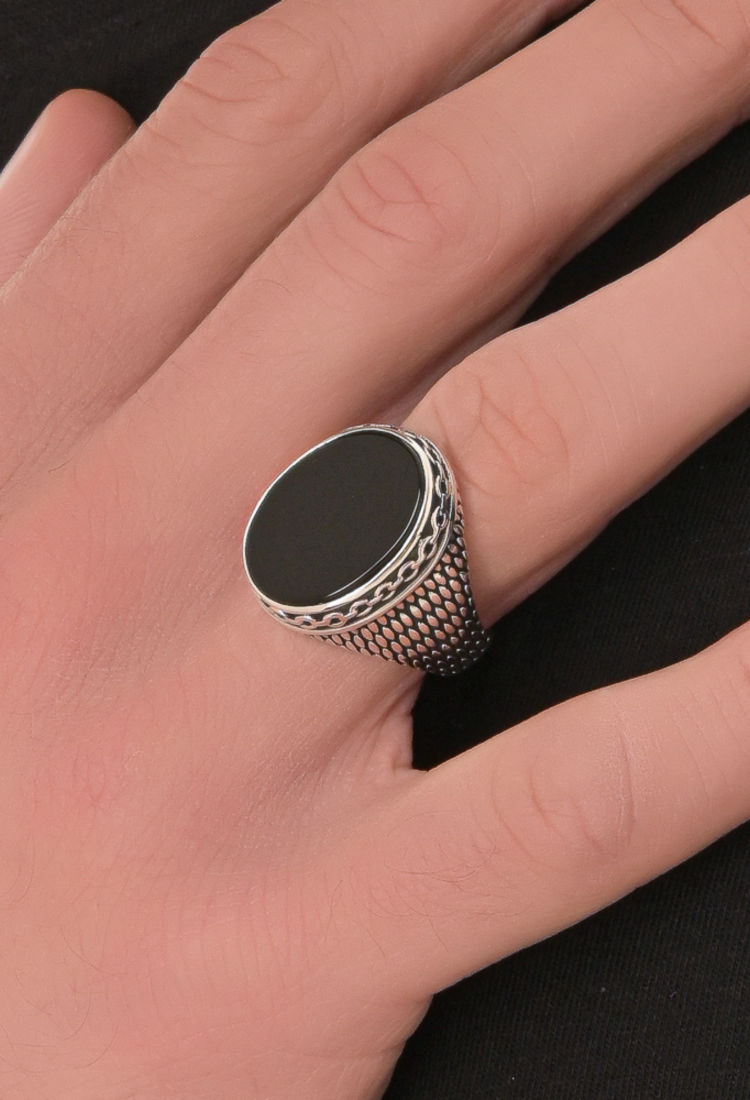 Men's Silver Onyx Ring MSR159