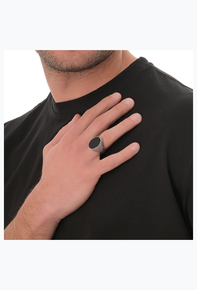 Men's Silver Onyx Ring MSR159