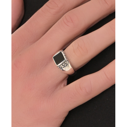 Men's Silver Onyx Ring MSR201