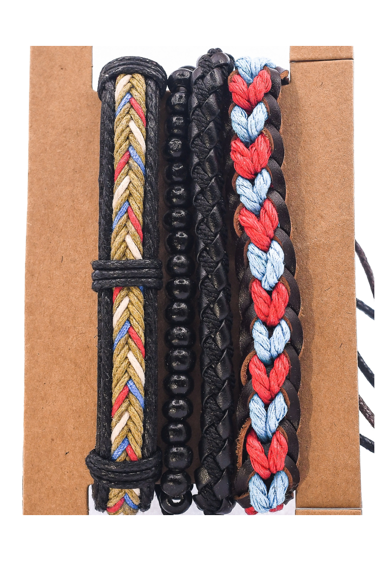 Leather Bracelets Set 4 Pieces 522367