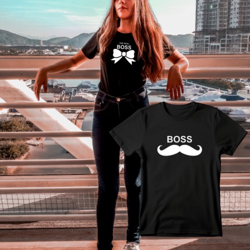 Funny T-Shirt with The Real Boss Print WTB304