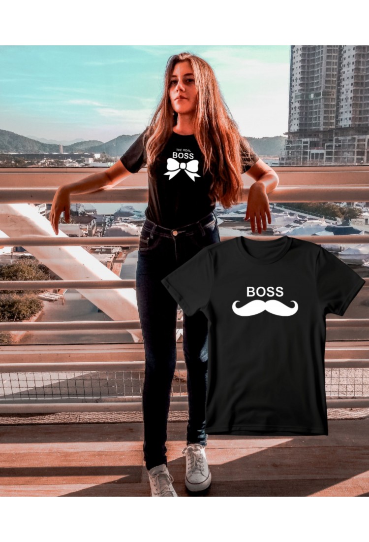 Funny T-Shirt with The Real Boss Print WTB304