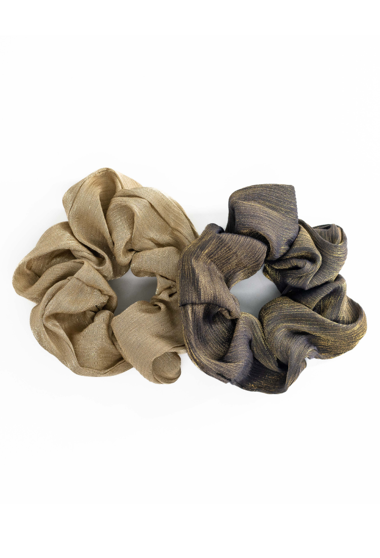 Ribbon Hair Ribbon Scrunchie Embossed Satin HBE646-3
