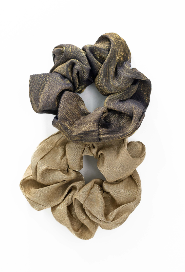 Ribbon Hair Ribbon Scrunchie Embossed Satin HBE646-3