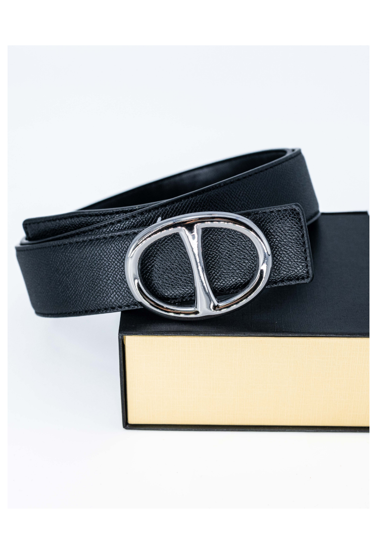 Belt Black with Gold/Silver Buckle 4 cm ZMS840