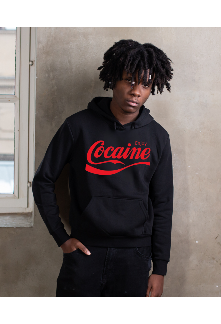 Sweatshirt With Cocaine Print Enjoy HOOD905