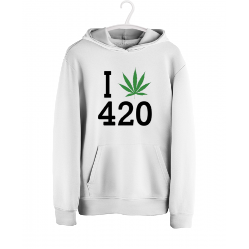 Sweatshirt With Print I Weed 420 HOOD906