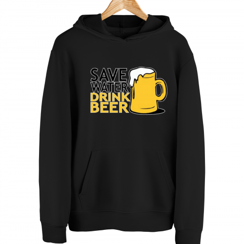 Sweatshirt With Print Save Water Drink Beer HOOD907
