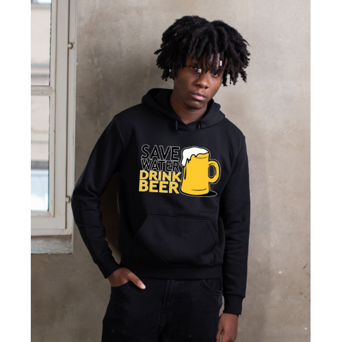 Sweatshirt With Print Save Water Drink Beer HOOD907