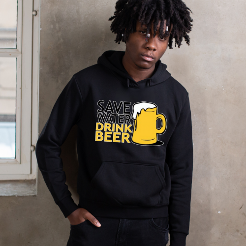 Sweatshirt With Print Save Water Drink Beer HOOD907