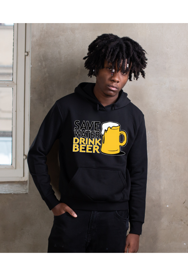 Sweatshirt With Print Save Water Drink Beer HOOD907