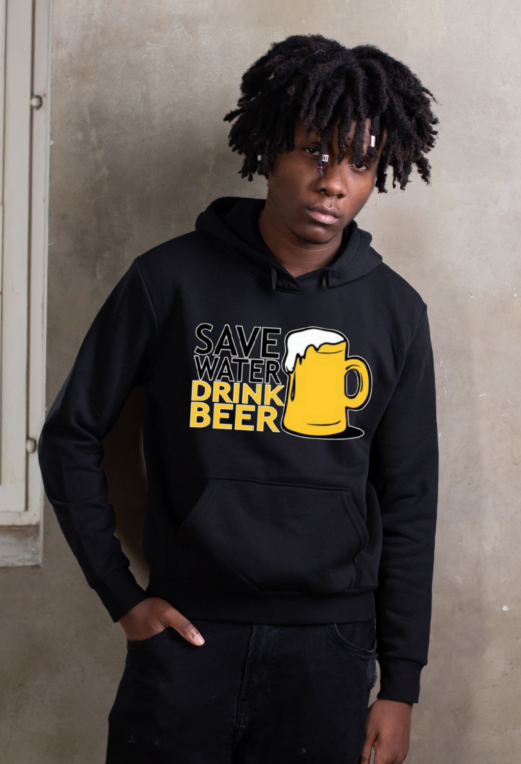 Sweatshirt With Print Save Water Drink Beer HOOD907 Sweatshirt With Print Save Water Drink Beer HOOD907