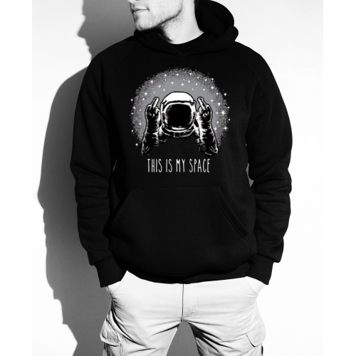 Sweatshirt With This Is My Space Print HOOD913