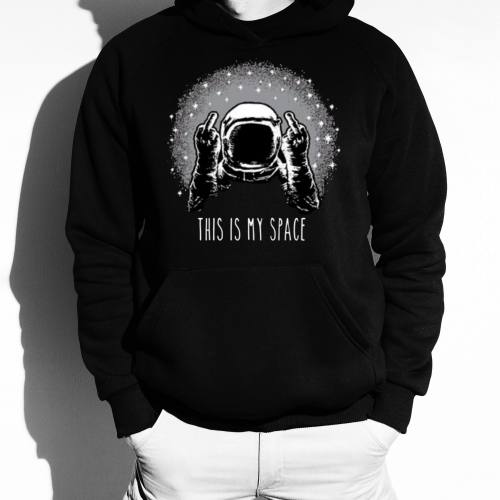 Sweatshirt With This Is My Space Print HOOD913