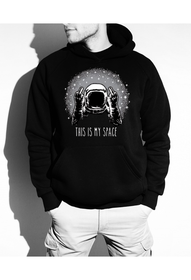 Sweatshirt With This Is My Space Print HOOD913