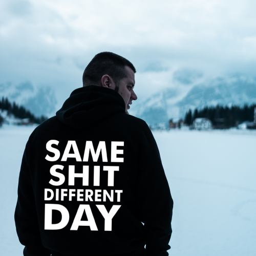 Sweatshirt With Same Shit Different Day Print HOOD914