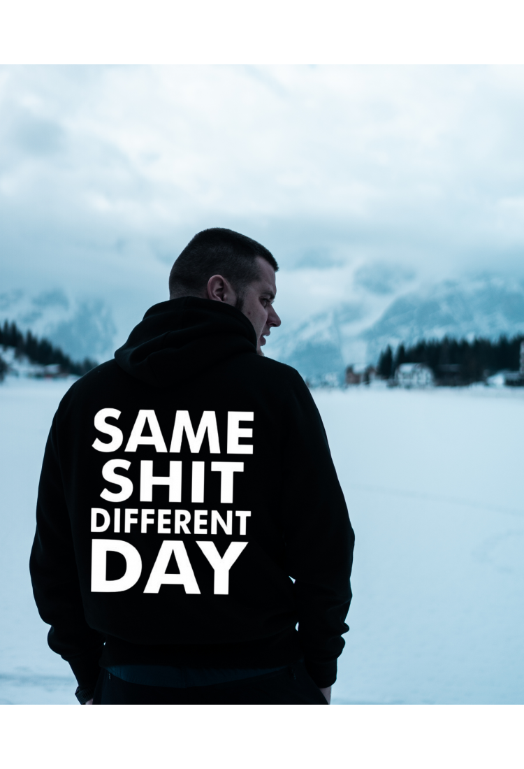 Sweatshirt With Same Shit Different Day Print HOOD914