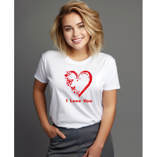 Γυναικεία Κοντομάνικη Μπούζα Valentine's Day I Love You S5452W