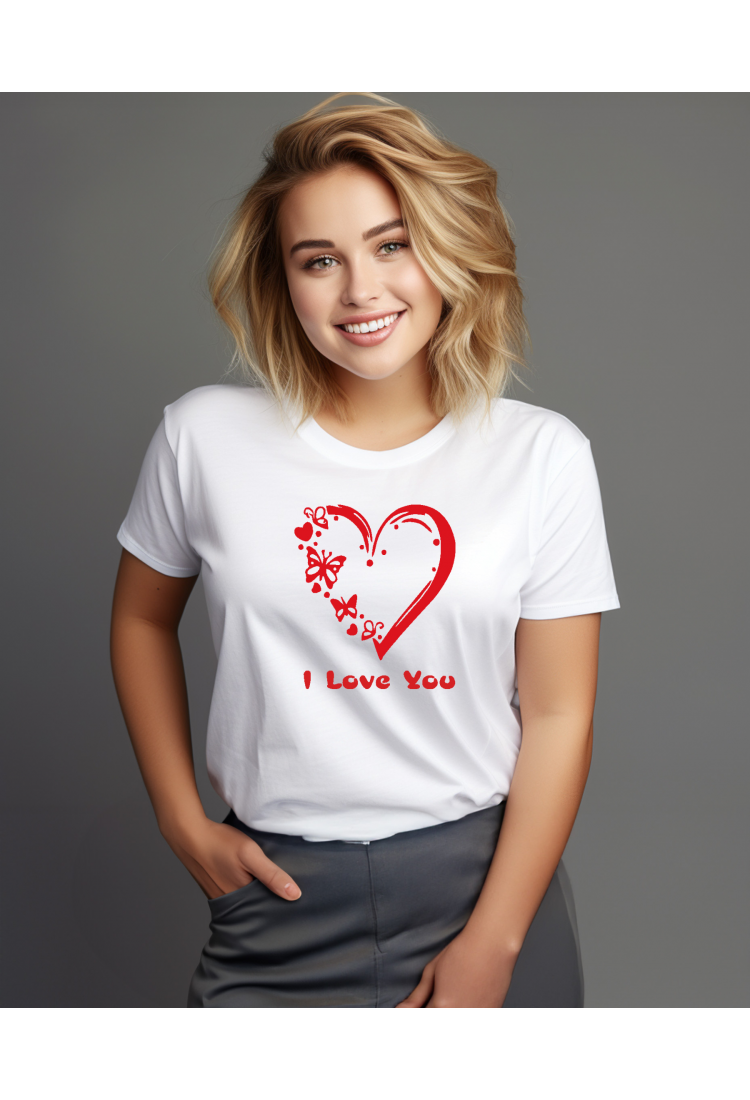 Γυναικεία Κοντομάνικη Μπούζα Valentine's Day I Love You S5452W