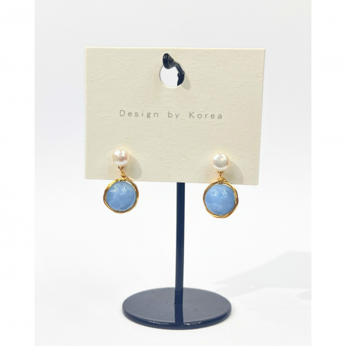 Earrings With Pearl And Aquamarine WER331