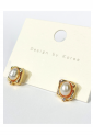 Earrings With Forged Frame And Pearl WER332