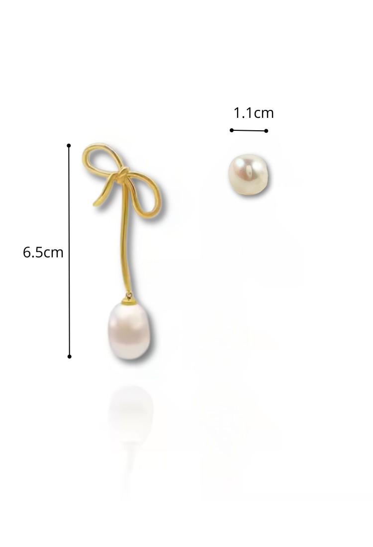 Asymmetrical Stud Earrings With Pearl WER334
