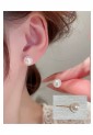Asymmetrical Stud Earrings With Pearl WER334 Asymmetrical Stud Earrings With Pearl WER334