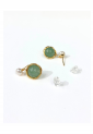 Earrings With Pearl And Green Jade WER342