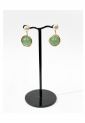Earrings With Pearl And Green Jade WER342