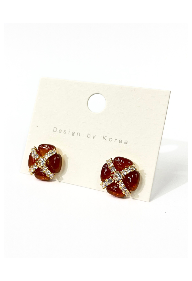 Handmade Earrings With Crystals And Brown Stones WER344