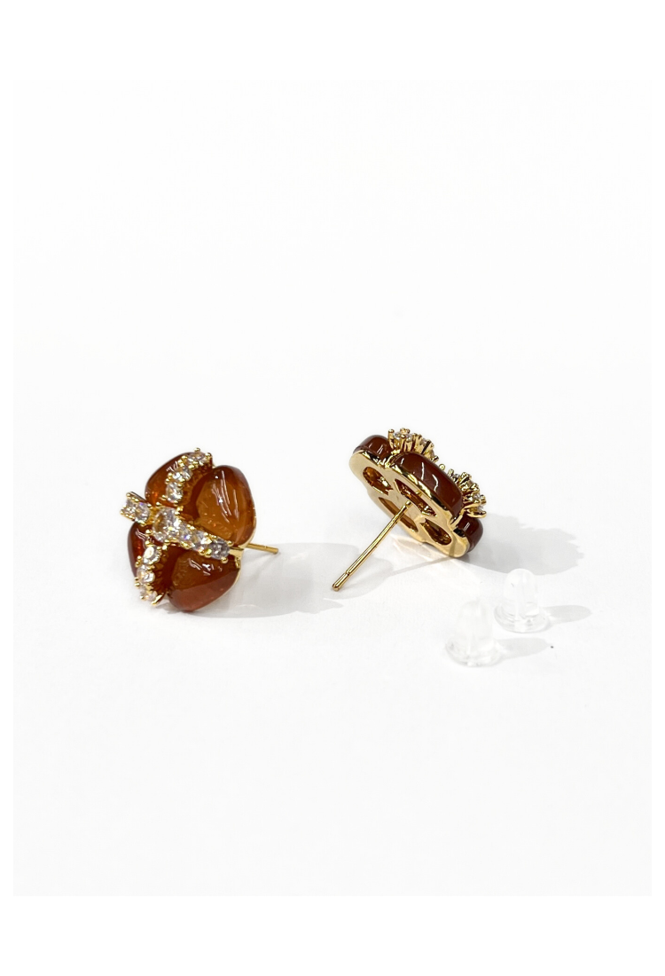 Handmade Earrings With Crystals And Brown Stones WER344
