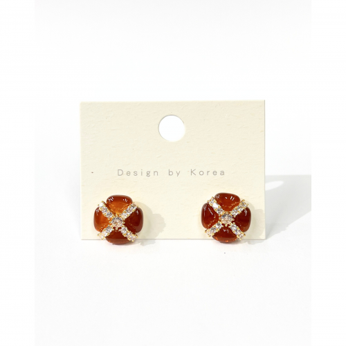 Handmade Earrings With Crystals And Brown Stones WER344