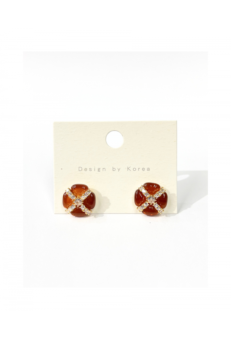 Handmade Earrings With Crystals And Brown Stones WER344