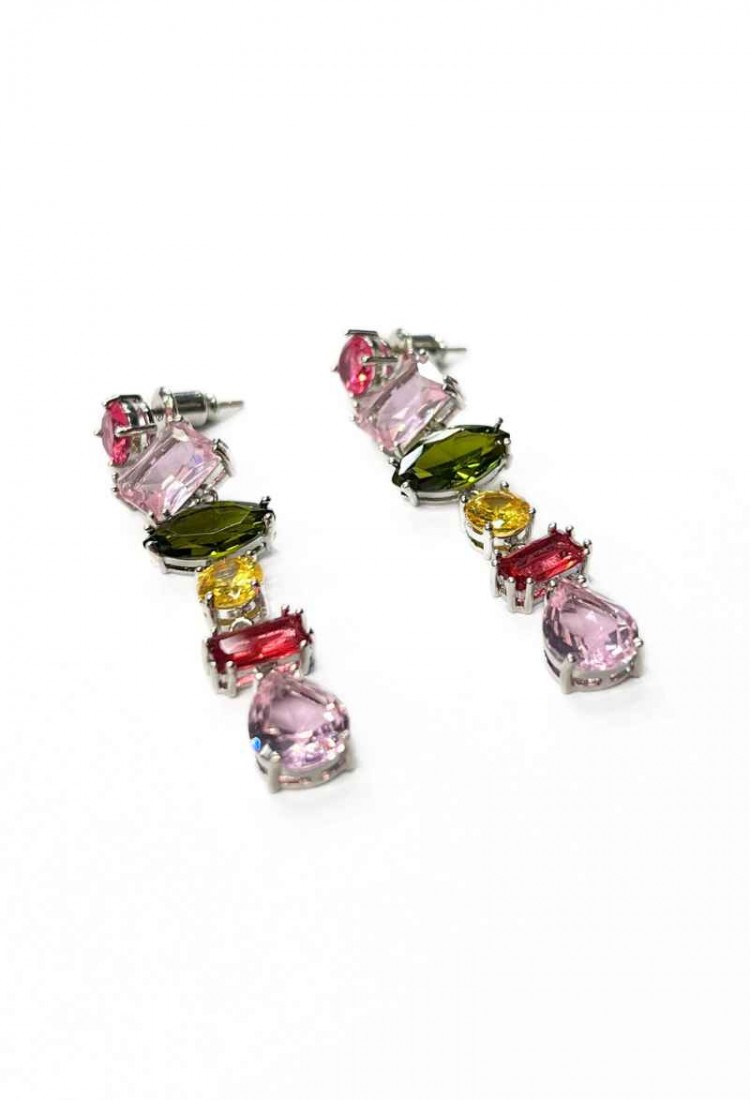Earrings With Multicolored Crystals WER348
