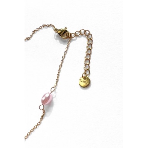 Steel Anklet With Heart And Pearls LCS3775